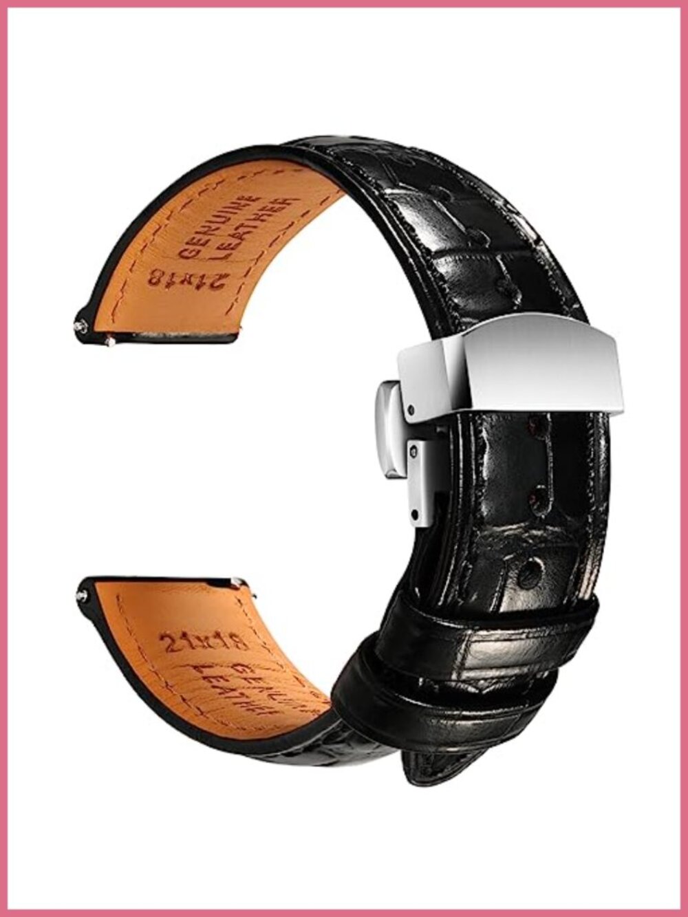 REZERO Genuine Leather Quick Release Alligator Grain Embossed Watch Band 19-22mm